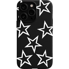 Demina iPhone 17 Pro Max Uyumlu Siyah Büyük Yıldız Tasarım Baskılı Içi Kadife Lansman Kılıf