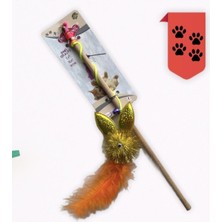 Normadia Tüylü ve Zilli Ahşap Saplı Kedi Oltası, Oyuncaklı, Eğlenceli ve Dayanıklı