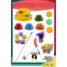 Normadia Renkli Top, Tüylü Top, Oltası ve Oyuncak Seti, Eğlence Dolu Kedi Oyuncakları