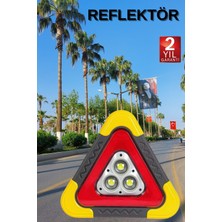 FRY Reflektör Güneş Panelli Solarlı Şarjlı Üçgen Işıklı Trafik Reflektör Fener