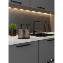 Wardy 2`li Standlı Cam Sıvı Sabunluk Seti Siya Bambu Standlı