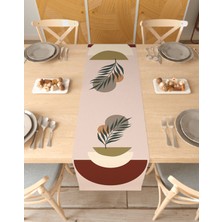 Greendecor Yaprak Bohem Desenli Özel Tasarım Runner Dijital Baskılı Dekoratif Masa Örtüsü Modern Ev Dekorasyonu