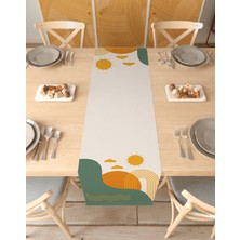Greendecor Geometrik Çizgi Güneş Desen Özel Tasarım Runner Dijital Baskılı Dekoratif Masa Örtüsü Ev Dekorasyonu