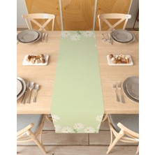 Greendecor Papatya Çiçek Desen Özel Tasarım Runner Dijital Baskılı Dekoratif Masa Örtüsü Modern Ev Dekorasyonu