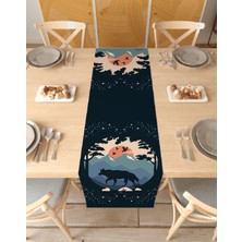 Greendecor Kurt Orman Doğa Deseneli Özel Tasarım Runner Dijital Baskılı Dekoratif Masa Örtüsü Ev Dekorasyonu