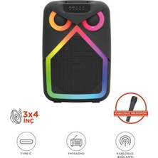 Başkenttekno Bluetooth Hoparlör Baykuş Görünümlü 50W Rgb LED Işıklı Kablosuz Mikrofonlu Taşınabilir Karaoke Speaker