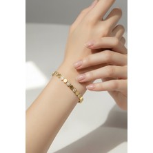 Çelik Kadın 14 K Petek Model Taşlı Bileklik