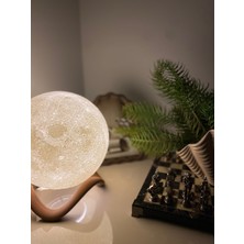 EGTech Dolunay Ay 3D Isikli Standli Elektrikli Dekoratif Gece Lambasi Hediyelik Kure LED 20 cm