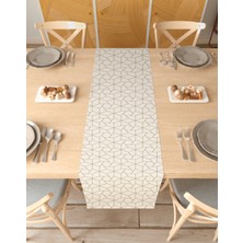 Greendecor Geometrik Çizgi Desenli Özel Tasarım Runner Dijital Baskılı Dekoratif Masa Örtüsü Şık Ev Dekorasyonu