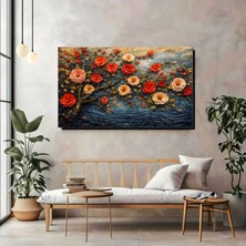 Artprinta Sanatsal Gül Bahçesi Kanvas Tablo – Renkli Çiçekler & Yağlı Boya Duvar Dekoru