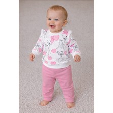 More Kids Alt Üst Mevsimlik Kız Takım Askı Kalpli Karaca Takım  %100 Pamuk