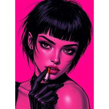 Bedeko Sigara Içen Güzel Kadın Mdf Ahşap Tablo