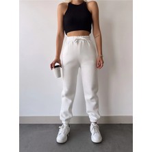 Giyim Center Üç Iplik Basic Lastikli Eşofman Pantolon - Beyaz