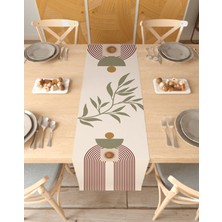 Greendecor Yaprak Bohem Desenli Özel Tasarım Runner Dijital Baskılı Dekoratif Masa Örtüsü Modern Ev Dekorasyonu