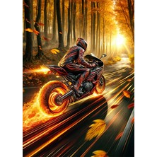 Bedeko Orman Yolunda Motosiklet Mdf Ahşap Tablo