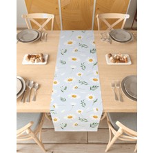 Greendecor Papatya Çiçek Bohem Desenli Özel Tasarım Runner Baskılı Dekoratif Masa Örtüsü Modern Ev Dekorasyonu