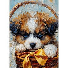 Bedeko Sepette Köpek Yağlı Boya Görünümlü Mdf Ahşap Tablo