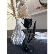 TSC Çiçek Gül Siyah Renk Heykeli Ev Salon Yatak Odası Salon Hediyelik