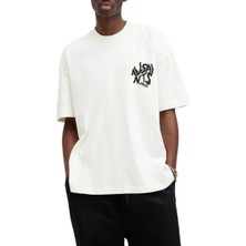 Giyim Center Erkek Baskılı Oversize T-Shirt - Beyaz