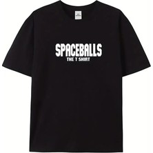 Giyim Center 20/1 Penye Compack Spaceballs Erkek Baskılı Oversize Bisiklet Yaka Kısa Kol Yazlık T-Shirt - Siyah
