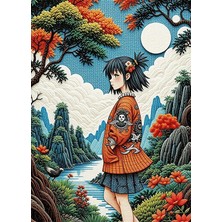 Bedeko Ormanda Yürüyen Kız Mdf Ahşap Tablo