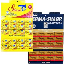 Atamanstore Shark Jilet 100'LÜ Paket, Permasharp Jilet 100'LÜ Paket | Toplam 200 Adet Yaprak Jilet Tıraş Seti