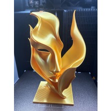 TSC 14 cm Insan Yüzü Biblo Ofis Masa Dekoratif Obje Büst Gold Renk