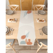 Greendecor Vazo Bohem Desenli Özel Tasarım Runner Dijital Baskılı Dekoratif Masa Örtüsü Modern Ev Dekorasyonu