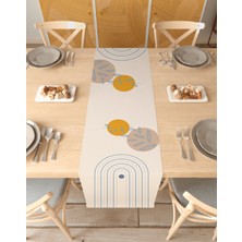 Greendecor Yaprak Bohem Desenli Özel Tasarım Runner Dijital Baskılı Dekoratif Masa Örtüsü Modern Ev Dekorasyonu