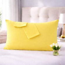 Lila Moon Sarı Renkli Pamuklu Ranforce Kumaştan Yastık Kılıfı (2ADET)