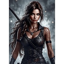 Bedeko Güzel Savaşçı Kadın Ahşap Tablo