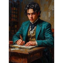Bedeko Yazı Yazan Adam Resimli Mdf Ahşap Tablo