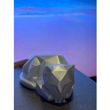 TSC Gri Kedi Yatak Odası Dekoru Için Modern Hediyelik Dekoratif Obje Figür 15 cm