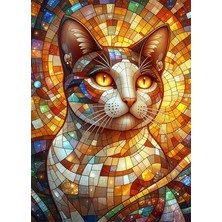 Bedeko Mozaik Görünümlü Kedi Mdf Ahşap Tablo