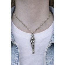 Herşey Nota Anatomy Line – Figürlü Gümüş Renk Unisex Uzun Kolye (60 Cm)