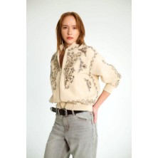 Kokoşum Butik 99928 Ön ve Kol Taşlı Gabardin Ceket Taş