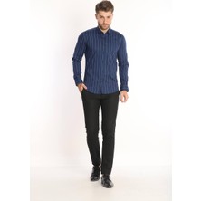 Colvıs Man Slim Fit Dar Kesim Likralı Cepsiz Çizgili Desen Hediye Kutulu Erkek Gömleği