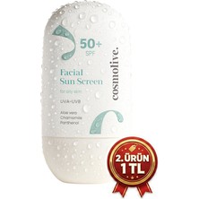 Cosmolive Güneş Kremi %100 Doğal Su Bazlı Yüz Spf 50 Yağlı Ciltler Için