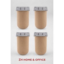 Bohem Ahşap Ayak 18 cm Silindir Koltuk Çekyat Kanepe Baza Ayağı ( 4 Adet ) Ham