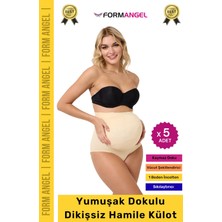 Form Angel #hamilekülot Yumuşak Dokulu Yüksek Bel Esnek Günlük Rahat Dikişsiz Lohusa Hamile Külot - 5 Adet