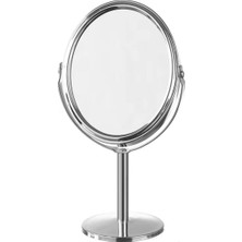 İnura Global Sonx Oval Masaüstü Ayaklı 360° Dönebilen Çift Taraflı Büyüteçli Krom Ayna 18X10CM