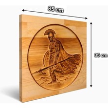 Masif Ahşap Rölyef Tablo-Antik Savaşçı Figürü