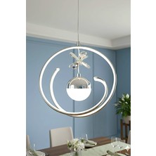 Ece Aydınlatma Toledo  Krom Kaplama 3 Renk Ledli Modern Özel Tasarım Sarkıt Ledli Avize (Kumandasız)