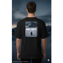 Texrium Nihilips Penguen, Tek Başına Yürüyen Penguen "but Why ?" Baskılı Oversize , Unisex , Pamuk T-Shirt