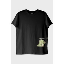 Nuugg Sevimli Dinozor Siyah Tişört