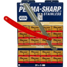 Atamanstore Permasharp Yaprak Jilet 100'LÜ Paket, Ali Bıyıklı Ustura Tıraş Seti