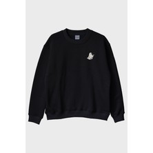 Nuugg Diğer Sevimli Hayalet Siyah Bisiklet Yaka Sweatshirt