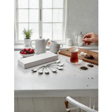 First Snowflake 12'li Paslanmaz Çelik Çay Kaşığı Seti - Kararmaz Parlak Metal Sade Takım