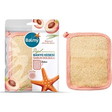 Balmy Doğal Sabun Dolgulu Banyo Kesesi Limon ve Nektarin 1 Parça Peeling Etkili Yumuşak Malzeme