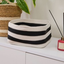 Simple Living Living Elegant Curves Büyük Dekoratif Sepet - Siyah / Beyaz - 25X25X12 cm
